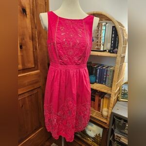 Pink Sleeveless Embroidered Dress
